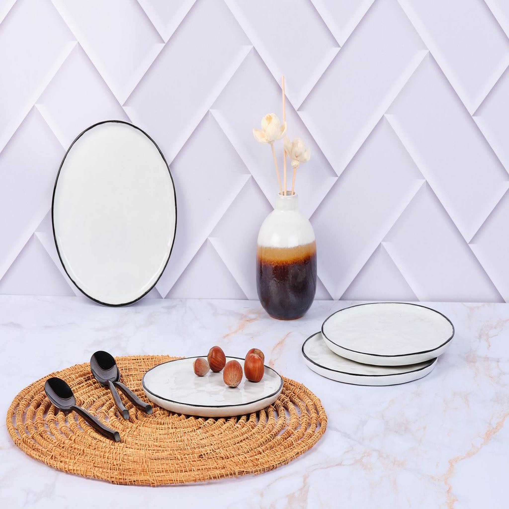 Voir la diapositive 2 : BJORN Assiette pure ø16,5cm - 4 pièces - blanc neige