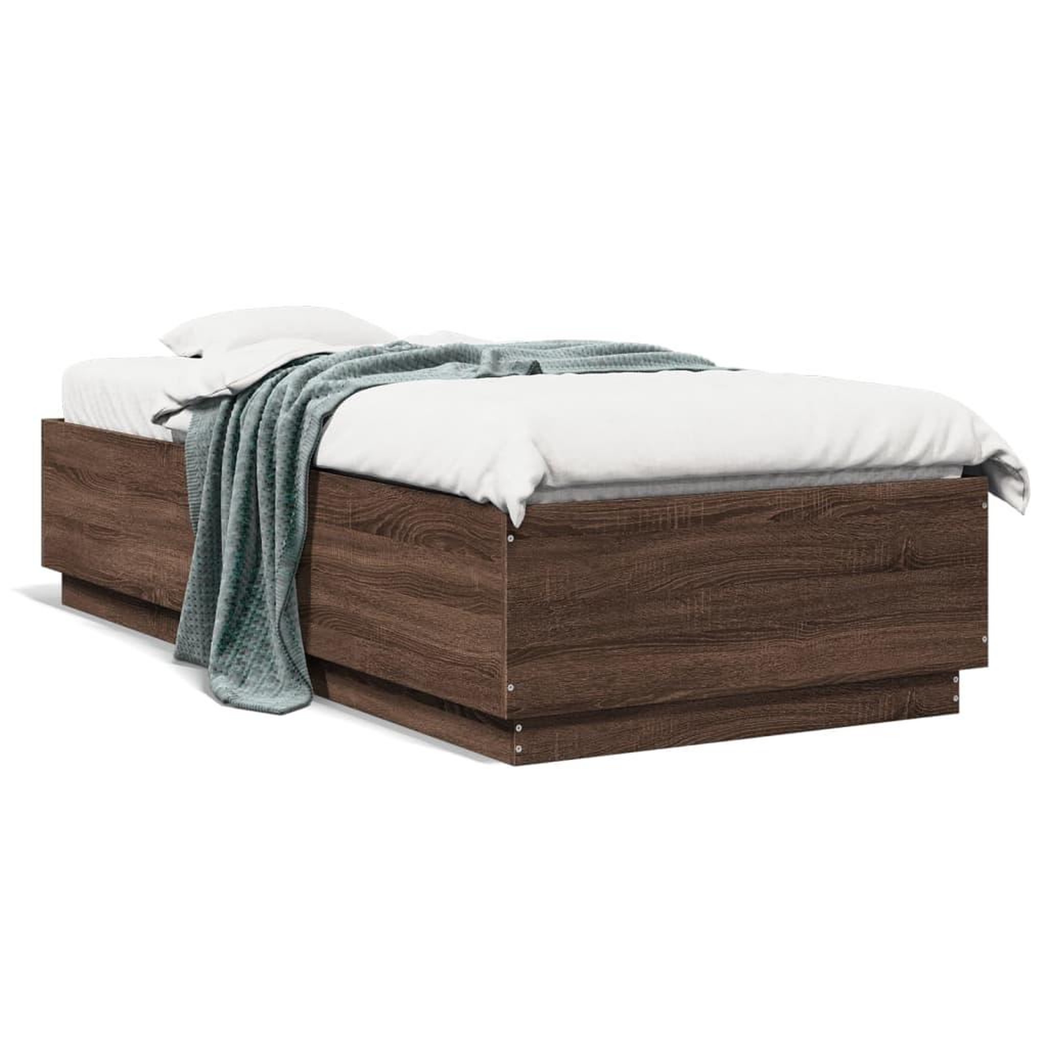 Voir la diapositive 5 : VIDAXL Cadre de lit avec LED sans matelas chene marron 90x200 cm