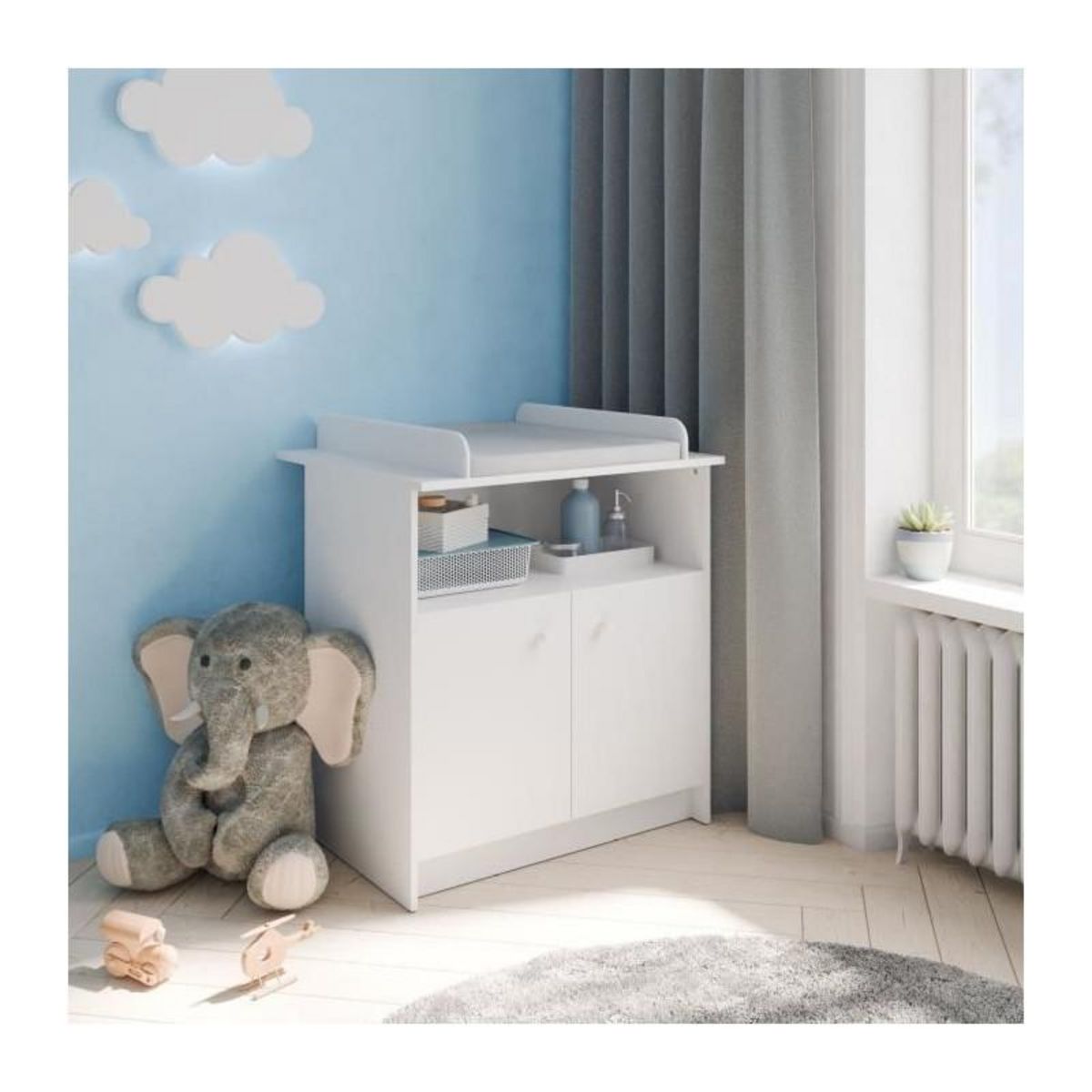 Demeyere Commode a langer 2 portes, 1 niche - HELICIA - Blanc mat - 79,6 x 70 x 94,4 cm - DEMEYERE