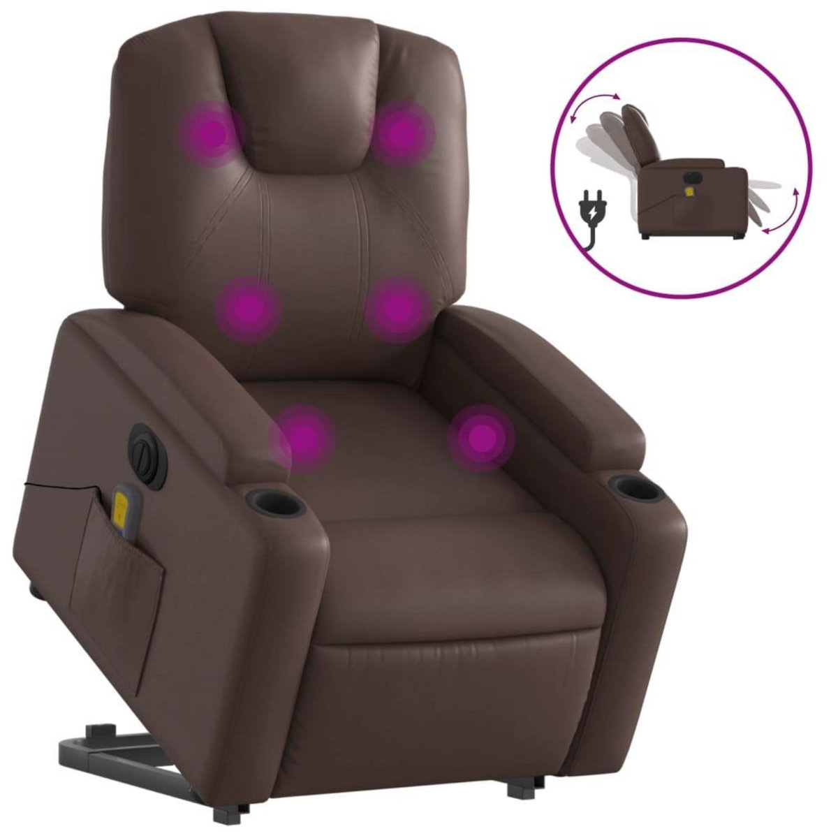 VIDAXL Fauteuil inclinable de massage electrique marron similicuir