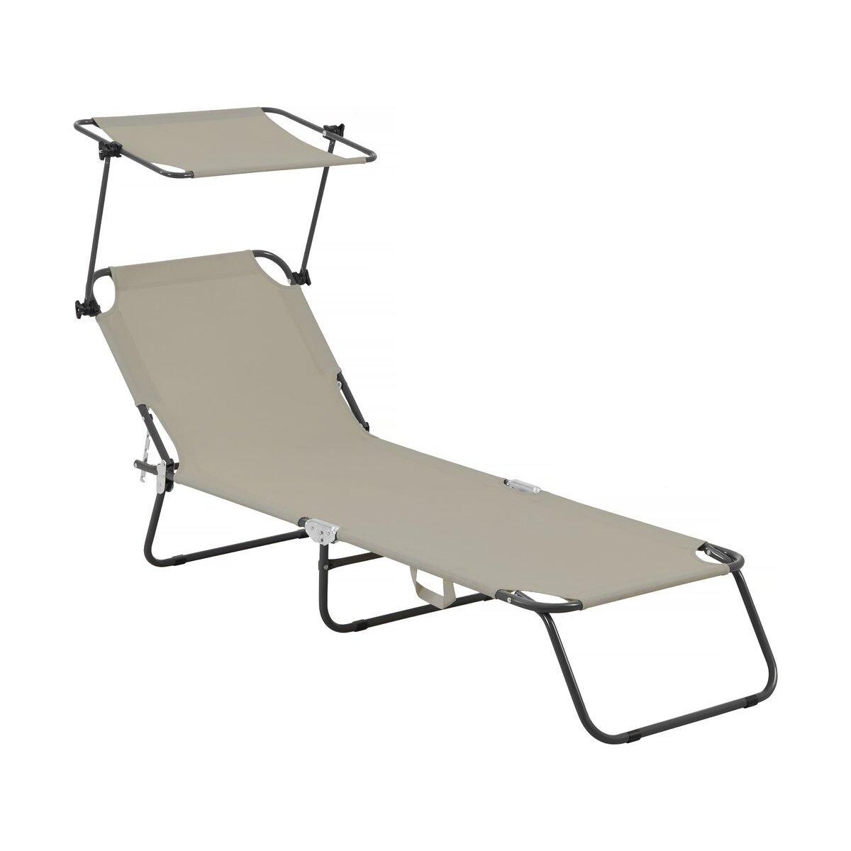 Habitat et Jardin Bain de soleil pliable  Lazy  - Avec pare soleil - Taupe