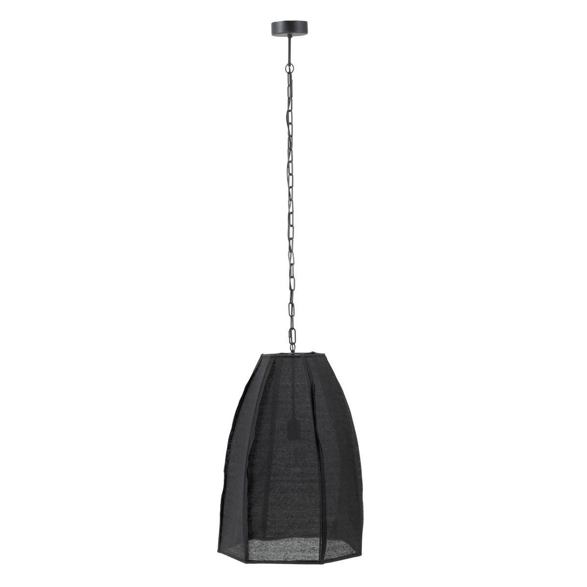 J-LINE Lampe Suspension en Lin  Poire  173cm Noir