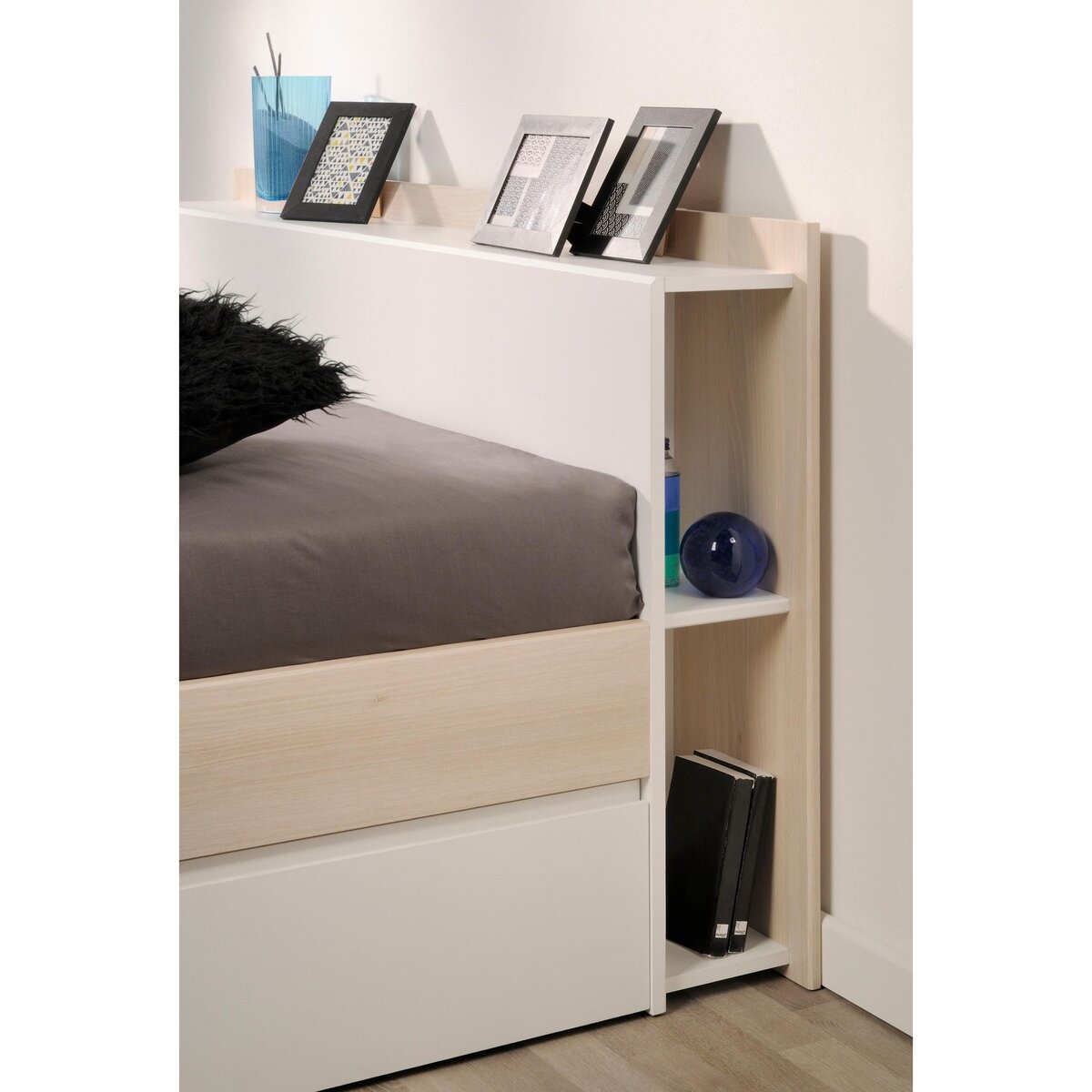 Lit double adulte 140x190 / 140x200 cm avec rangements BOOST