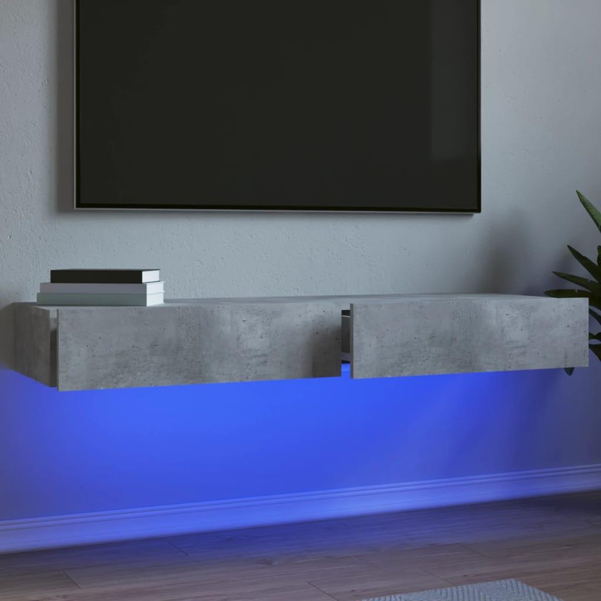 VIDAXL Meubles TV avec lumieres LED 2 pcs gris beton 60x35x15,5 cm