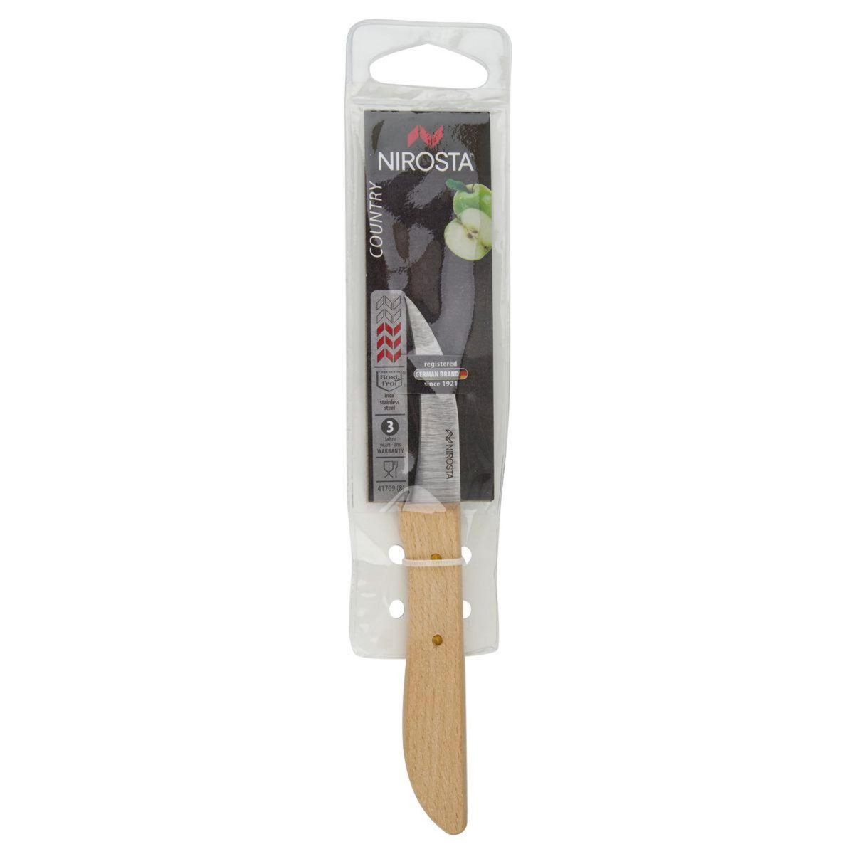 NIROSTA Couteau de cuisine éplucheur manche en bois 16 cm Nirosta