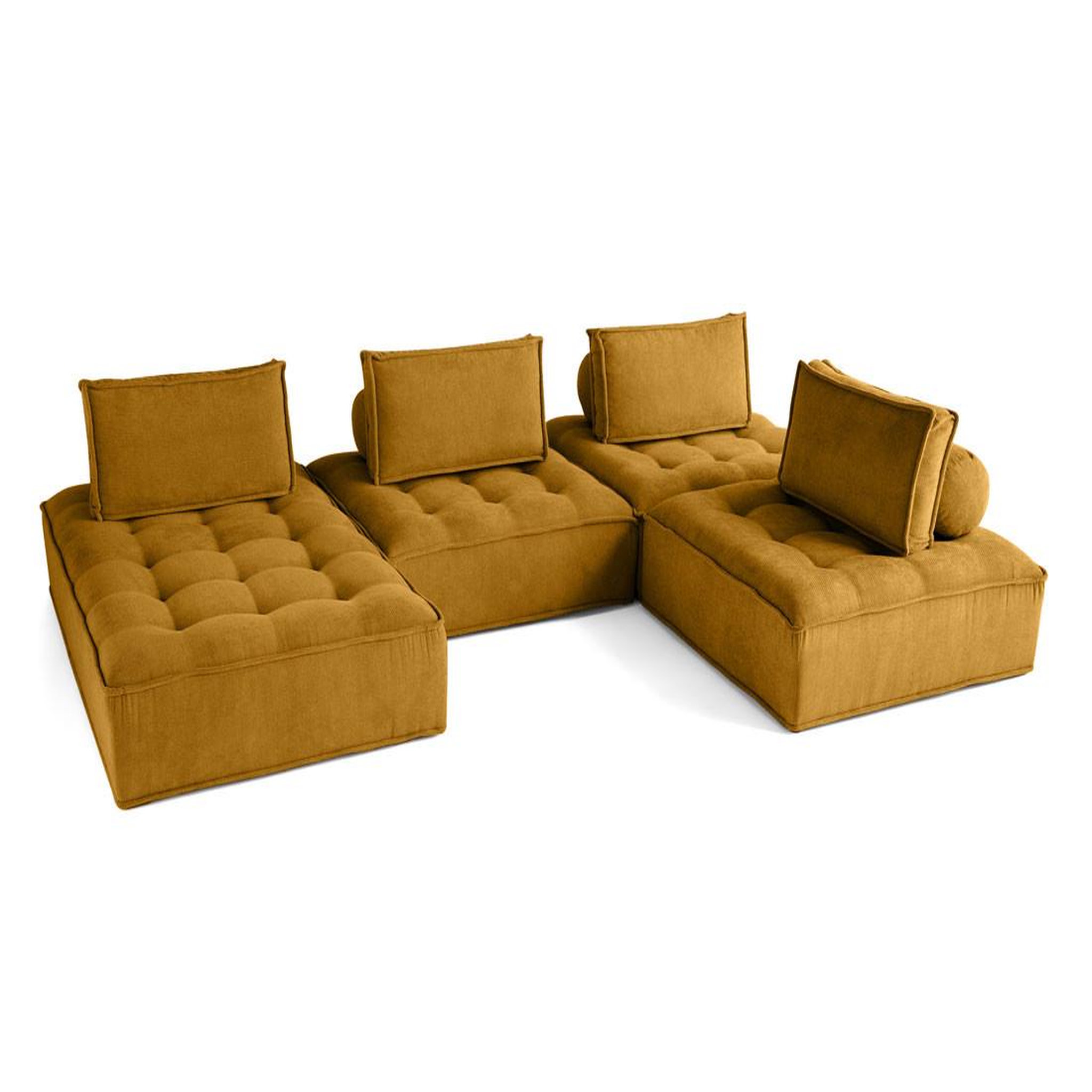 Voir la diapositive 3 : BEST MOBILIER Marisol - canapé panoramique modulable 7 places - velours texturé