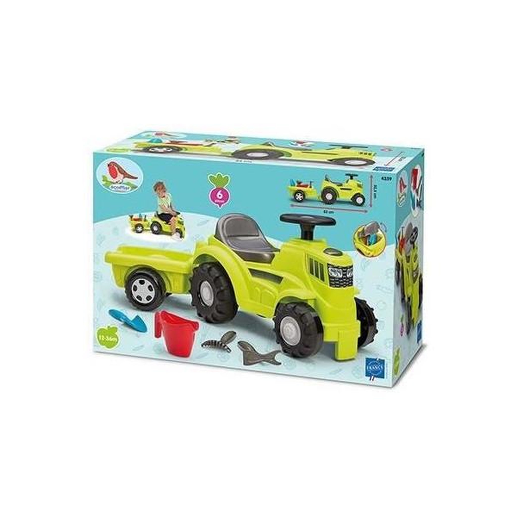 Voir la diapositive 3 : Ecoiffier Porteur Tracteur remorque - ECOIFFIER - Siege inclinable - Accessoires de jardin - 12-36 mois