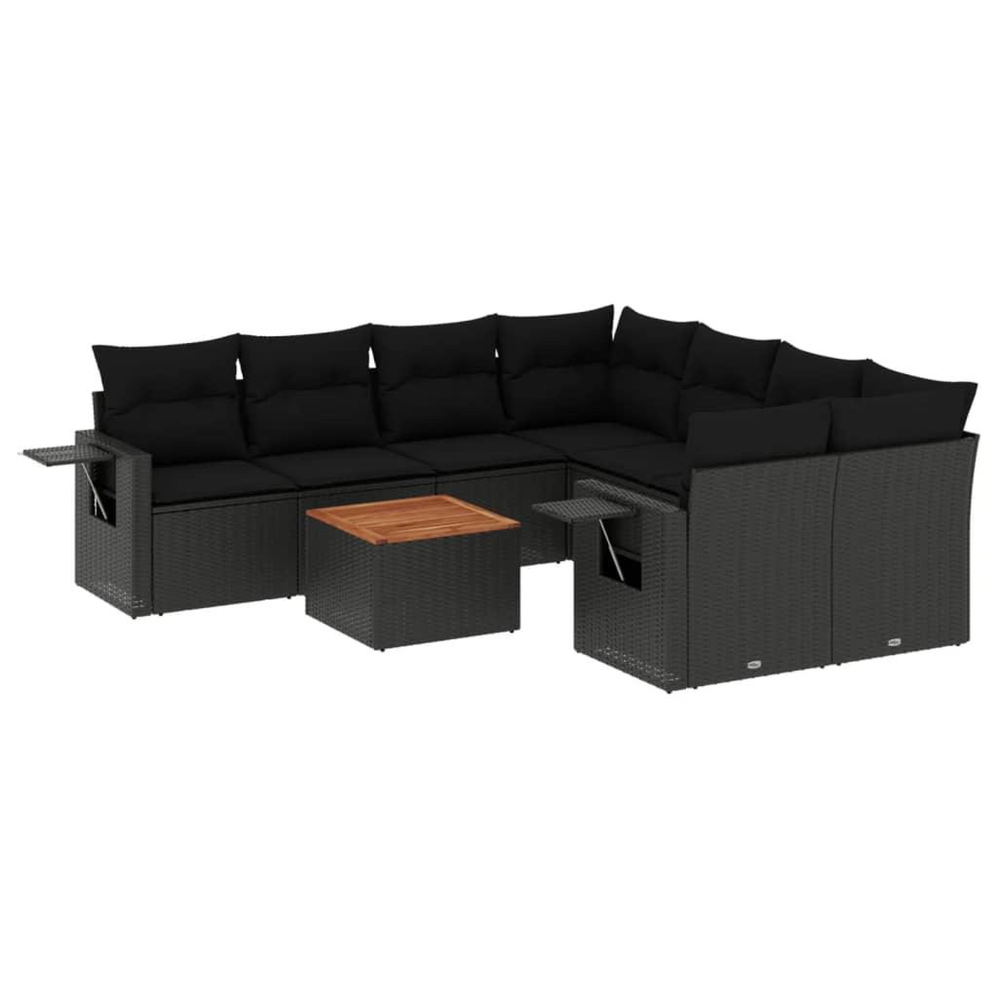 Voir la diapositive 2 : VIDAXL Salon de jardin 9 pcs avec coussins noir resine tressee