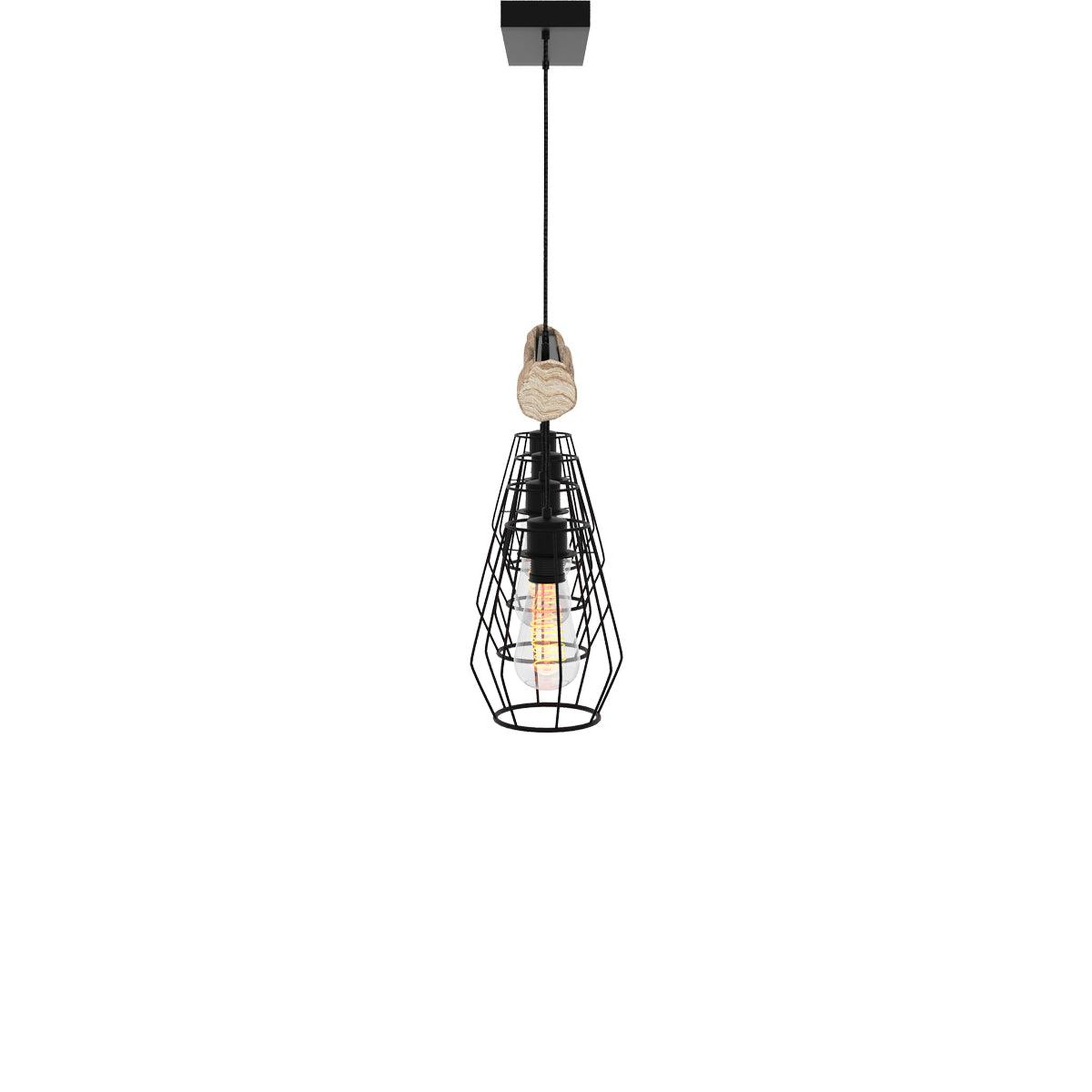 Voir la diapositive 3 : MAISON PAVANE Suspension en bois et métal 4 lampes-Clotilde