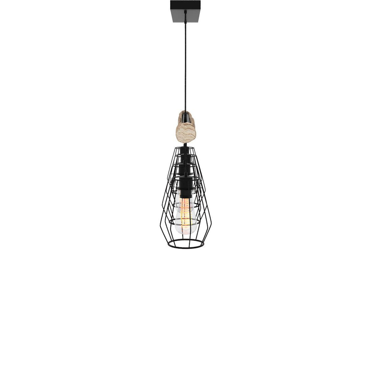 MAISON PAVANE Suspension en bois et métal 4 lampes-Clotilde