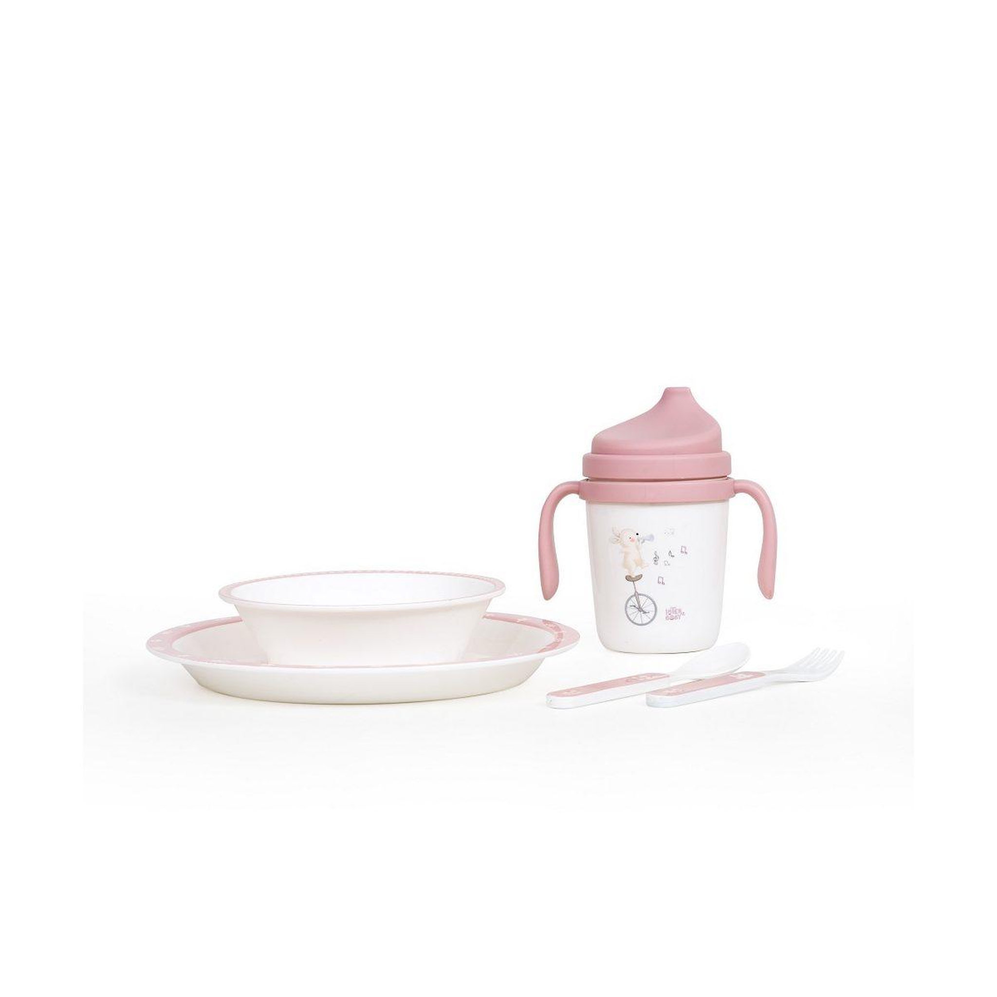Voir la diapositive 3 : INTERBABY Set de vaisselle bébé  music 5 pièces - rose - repas