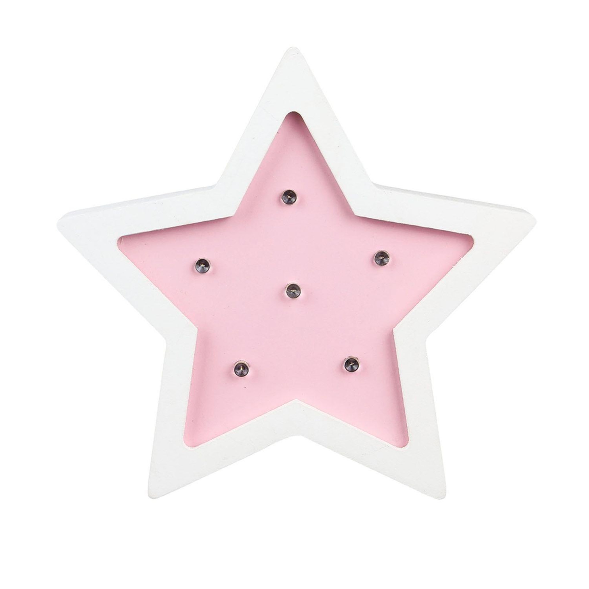 Hello Kids Lampe en bois enfant etoile - h. 13 cm. Coloris disponibles : Rose