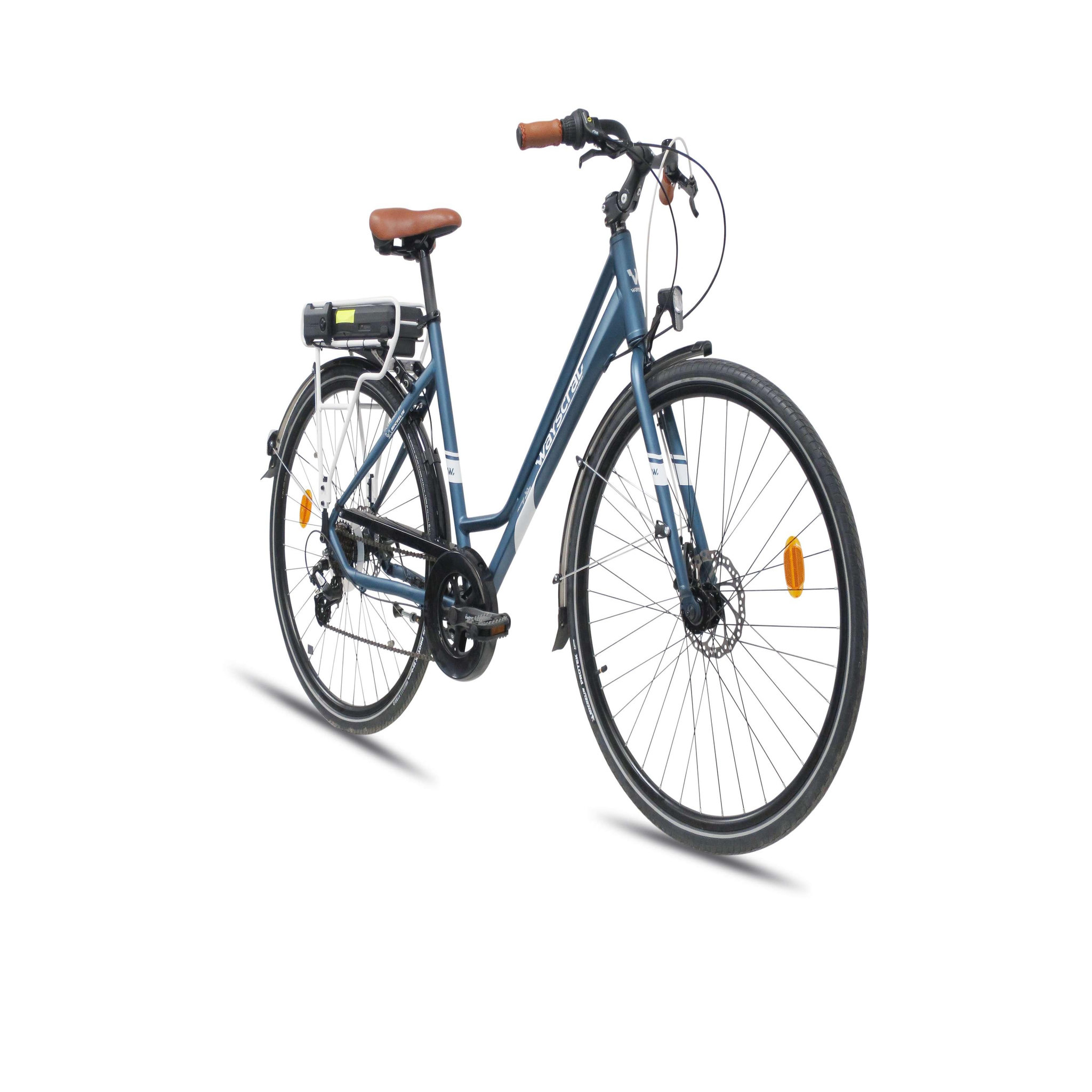 Voir la diapositive 5 : WAYSCRAL Vélo électrique 28'' ( VAE) Rigide Wayscral Powered by Michelin - Cadre Alu - Système intégré sous le porte bagage, compact et amovible en quelques secondes - Batterie 36V Li-ion 7 Ah 252 wh - Shimano - Autonomie 45 Kms maximum