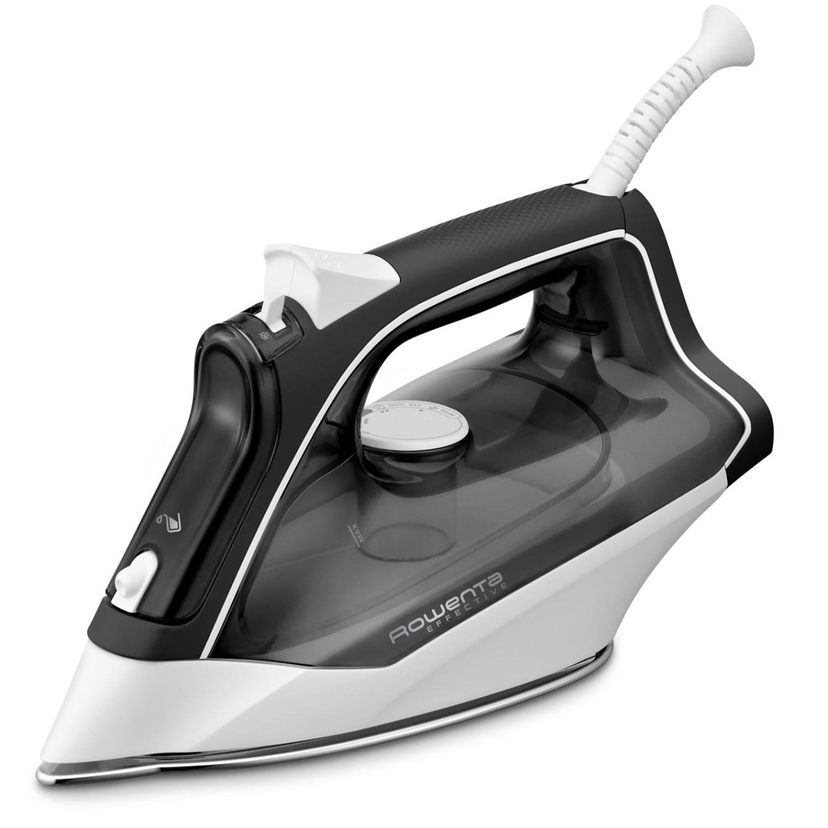 ROWENTA Rowenta Effective DX1530 Fer à repasser à sec ou à vapeur Semelle en acier inoxydable 2200 W Noir, Blanc