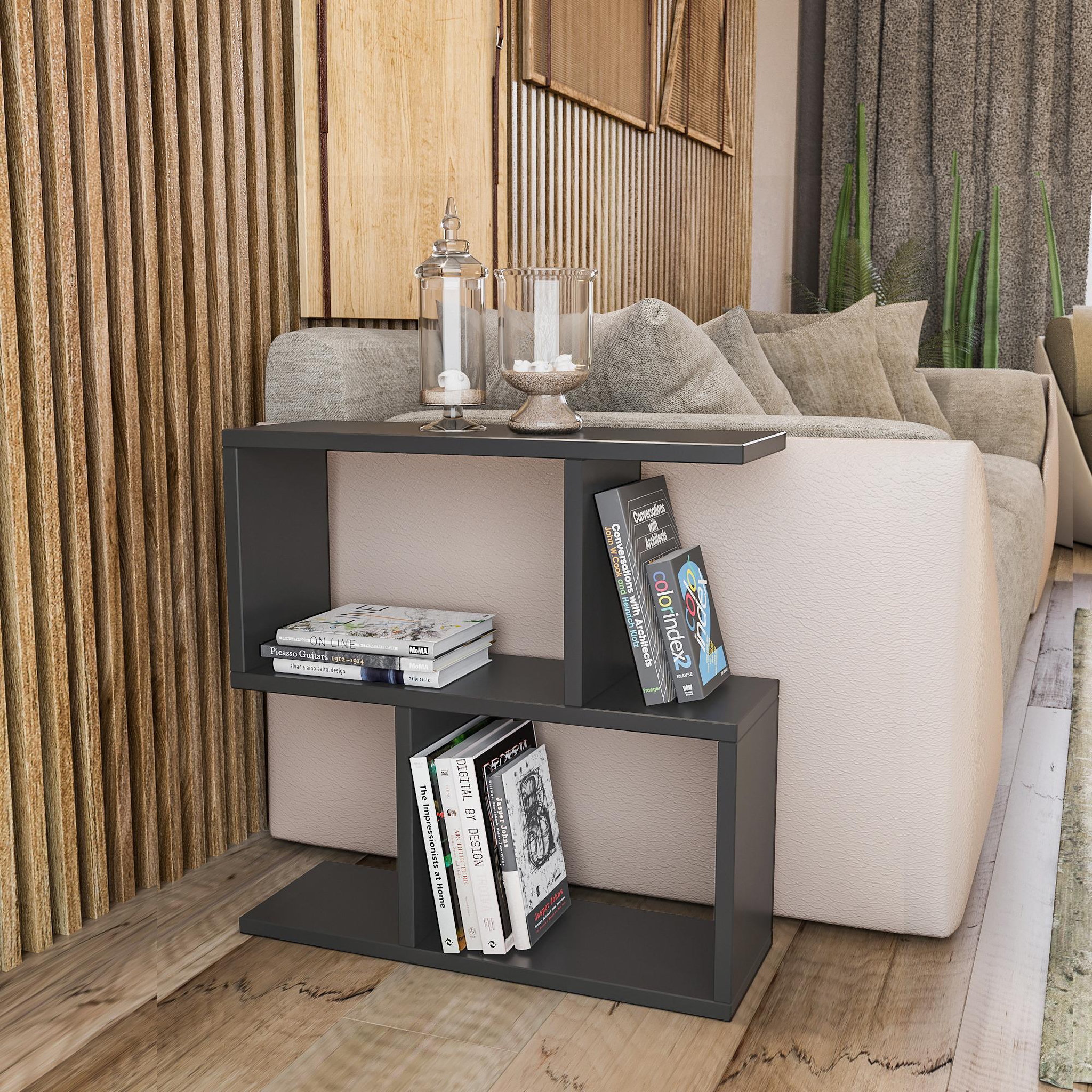 Voir la diapositive 2 : Habitat et Jardin Table d'appoint en bois  life  - 60 x 20 x 60 cm - anthracite