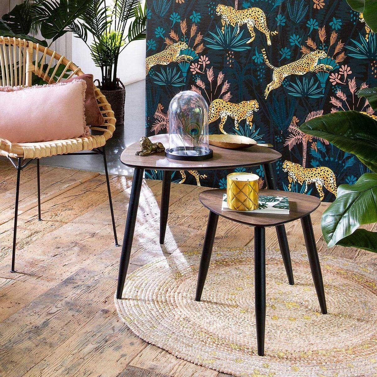 ATMOSPHERA Duo de 2 tables à café gigognes MILÉO - Marron