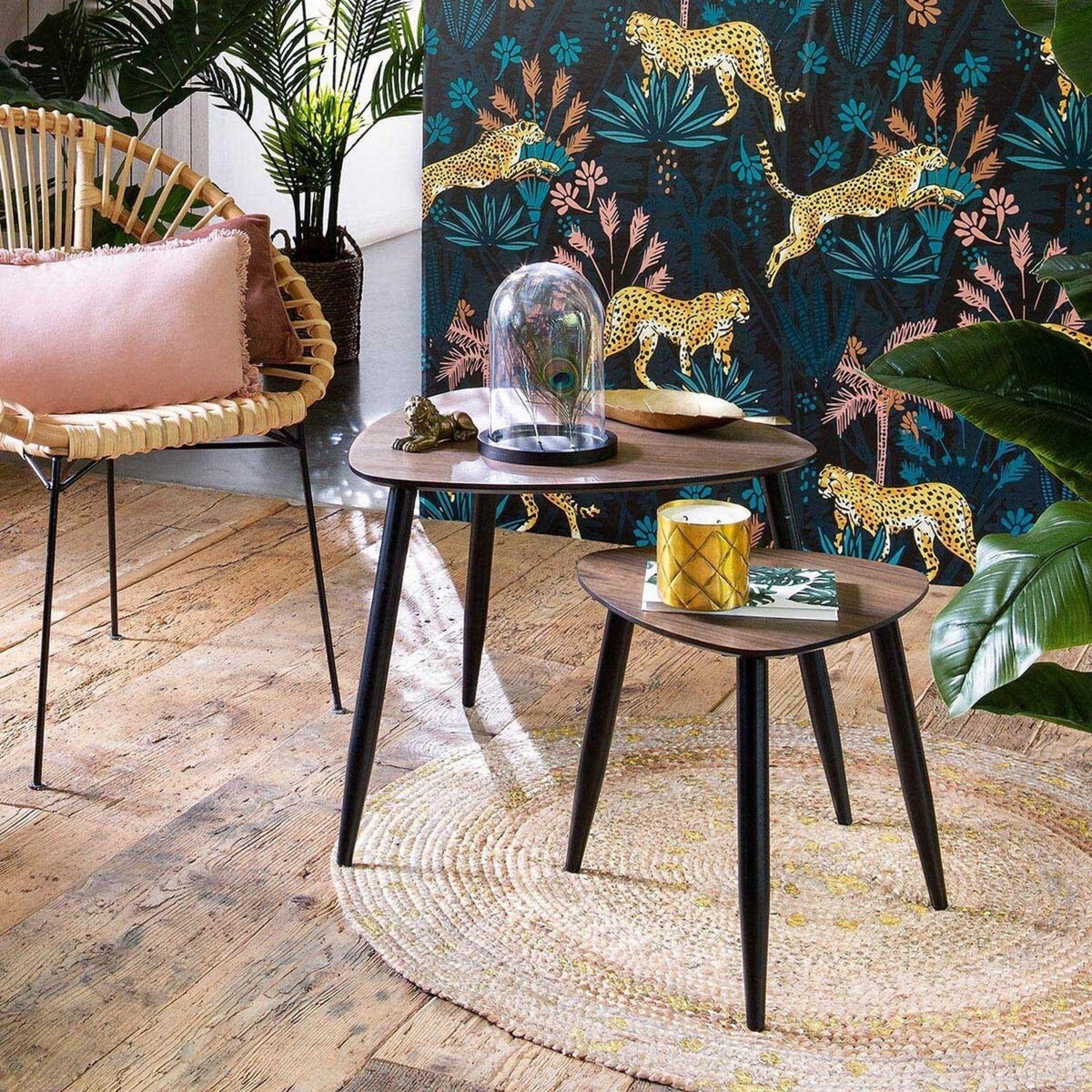 ATMOSPHERA Duo de 2 tables à café gigognes MILÉO - Marron