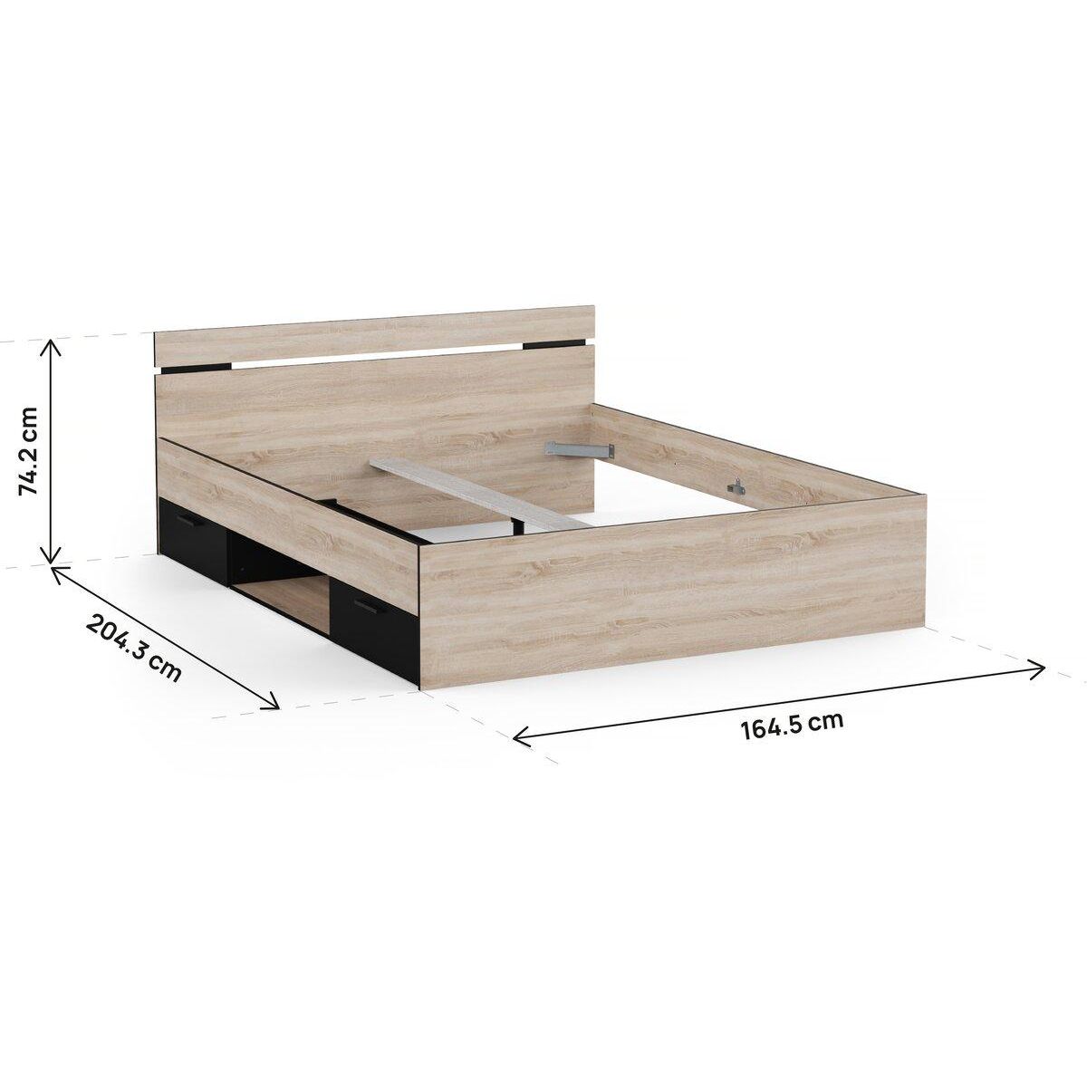 Habitat et Jardin Lit Double en bois  Michigan  - 160 x 200 cm - Beige