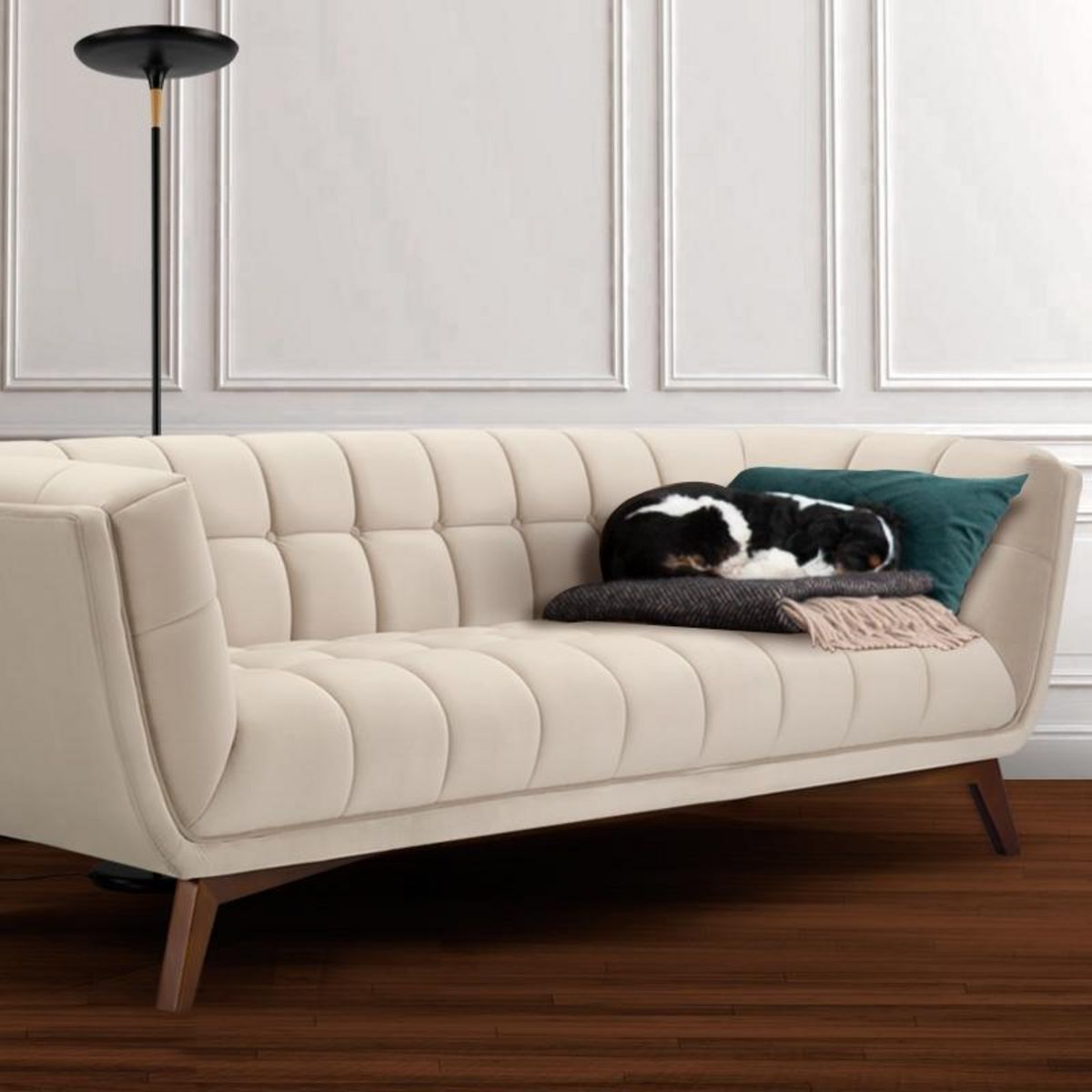 Rendez vous déco Canapé 3 places en velours vert foncé - Mona