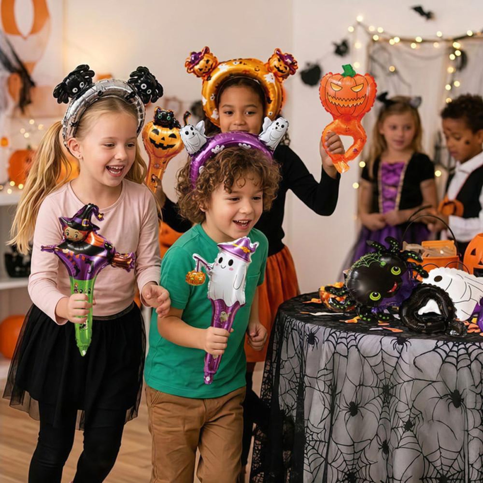 Voir la diapositive 6 : Ballons aluminium au foil Halloween, assortiment multicolore 25 cm (intérieur), 24 pièces