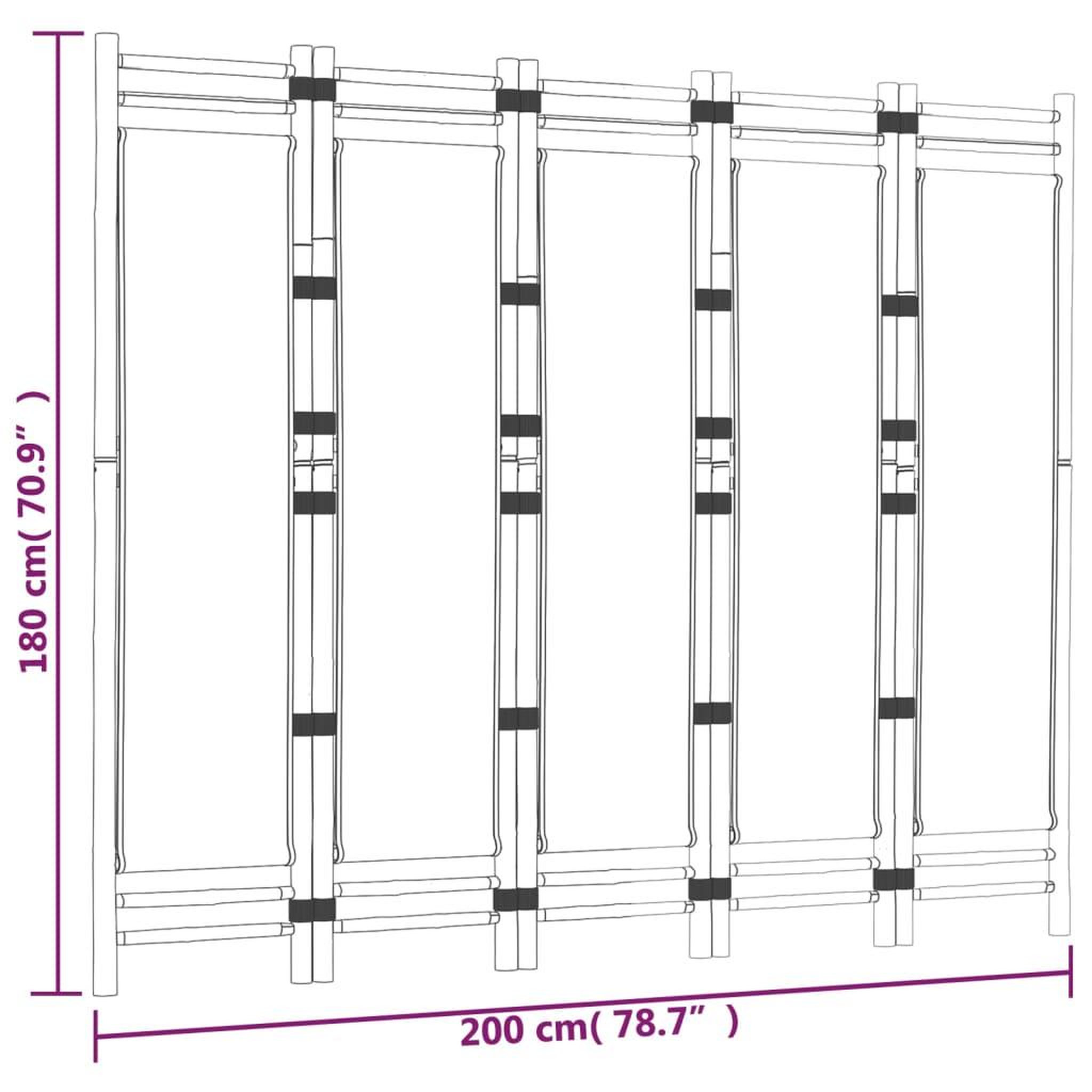 Voir la diapositive 6 : VIDAXL Cloison de separation pliante 5 panneaux 200 cm Bambou et toile