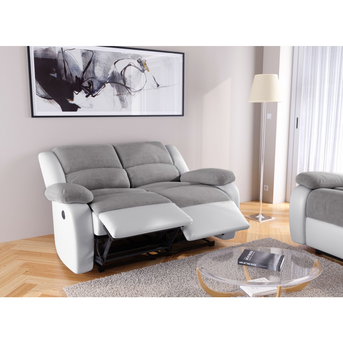 Canapé relax électrique 2 ou 3 places tissu simili HELENA