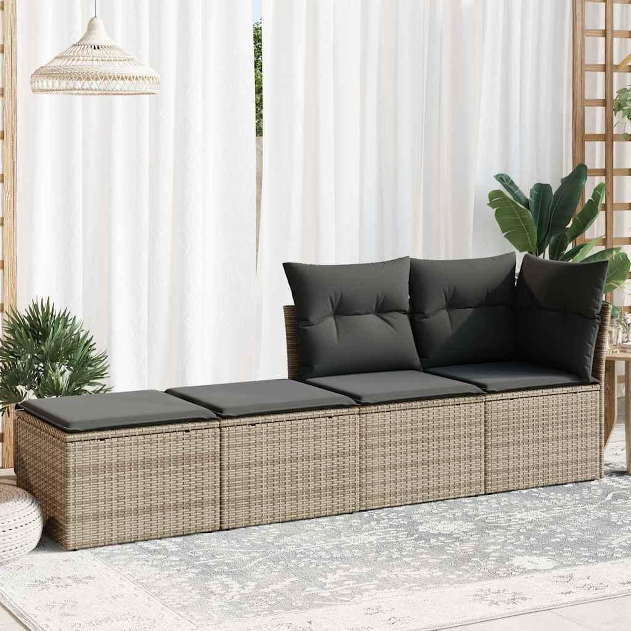 Voir la diapositive 3 : VIDAXL Salon de jardin 2 pcs avec coussins gris resine tressee acacia