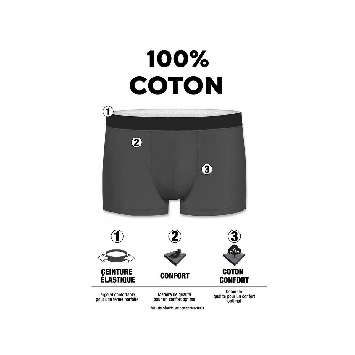 PIERRE CARDIN Lot de 4 boxers en coton homme Colors