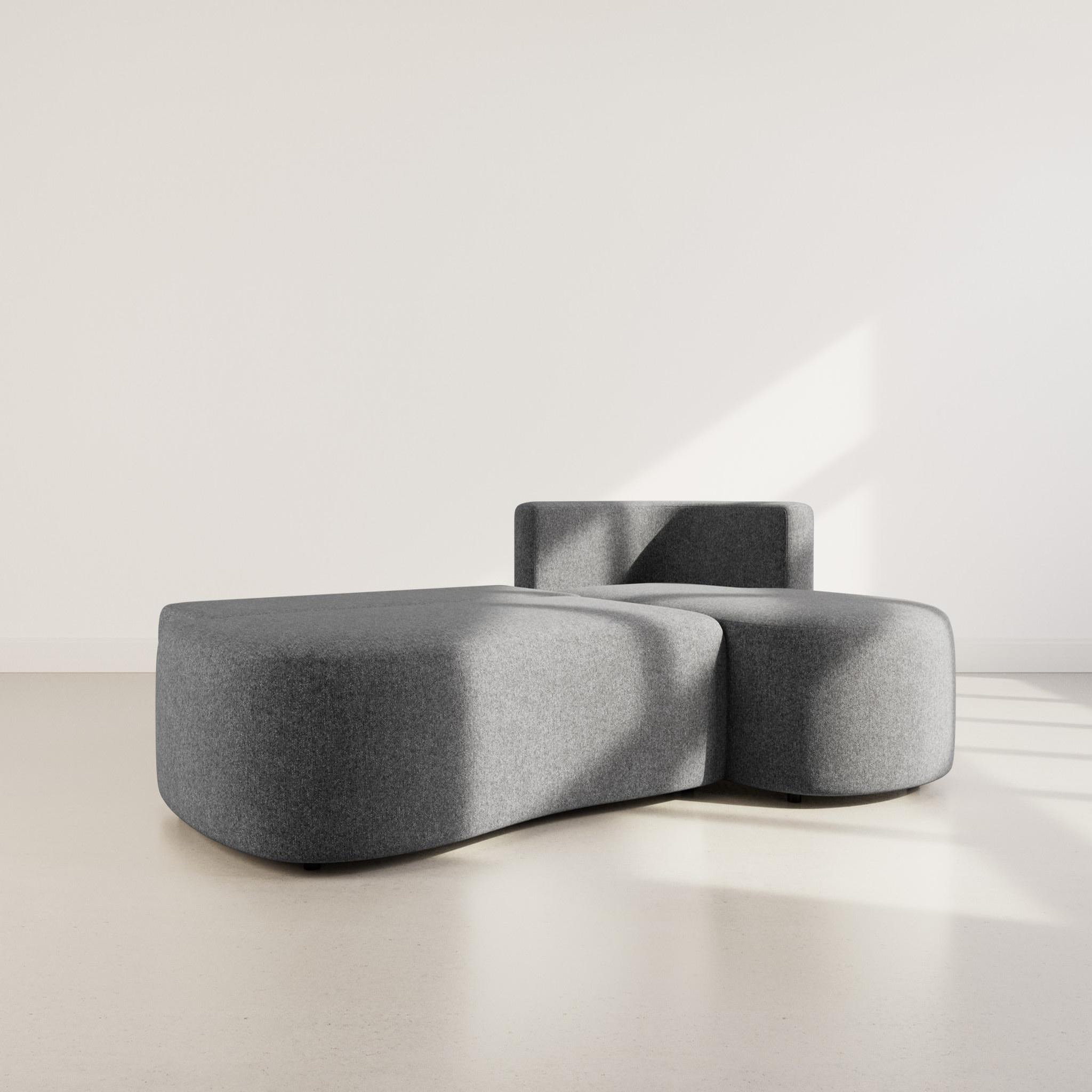 Voir la diapositive 2 : LISA DESIGN Mahina - canapé d'angle droit 4 places convertible avec coffre en tissu texturé