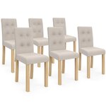 ID MARKET Lot de 6 chaises POLGA capitonnées beiges pour salle à manger