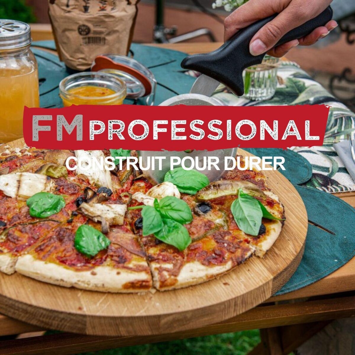FM PROFESSIONAL Set de plaque à pizza et roulette FM Professionnal