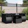 Voir la diapositive 1 : VIDAXL Salon de jardin 7 pcs avec coussins noir resine tressee