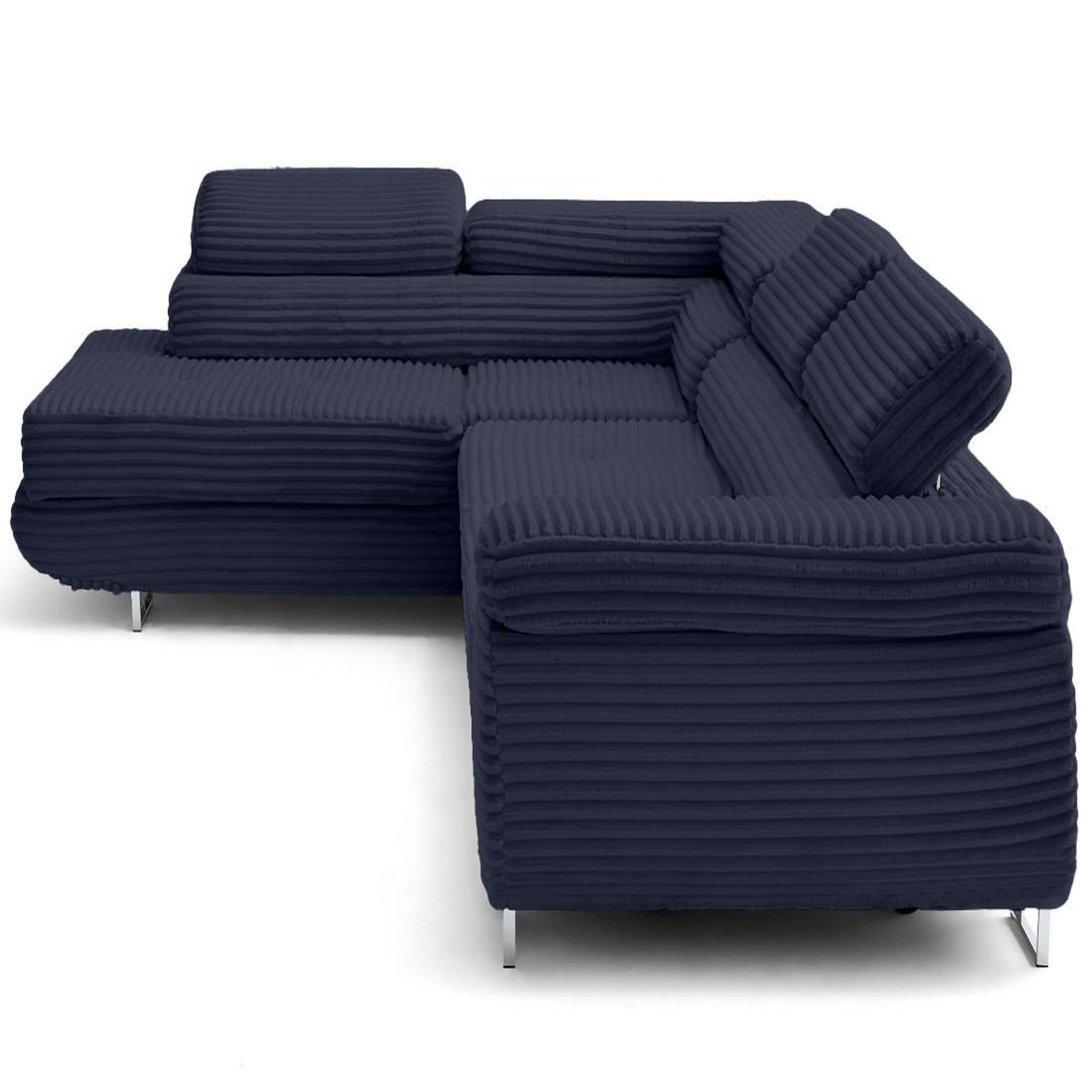 Voir la diapositive 3 : LISA DESIGN Zaria - canapé d'angle gauche 5 places convertible avec coffre et têtières en velours côtelé grosses côtes