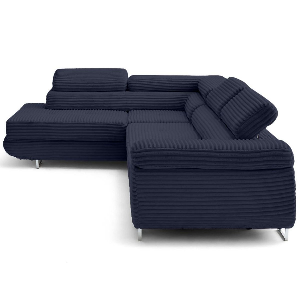 LISA DESIGN Zaria - canapé d'angle gauche 5 places convertible avec coffre et têtières en velours côtelé grosses côtes