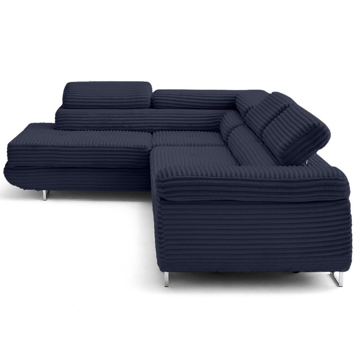 LISA DESIGN Zaria - canapé d'angle gauche 5 places convertible avec coffre et têtières en velours côtelé grosses côtes