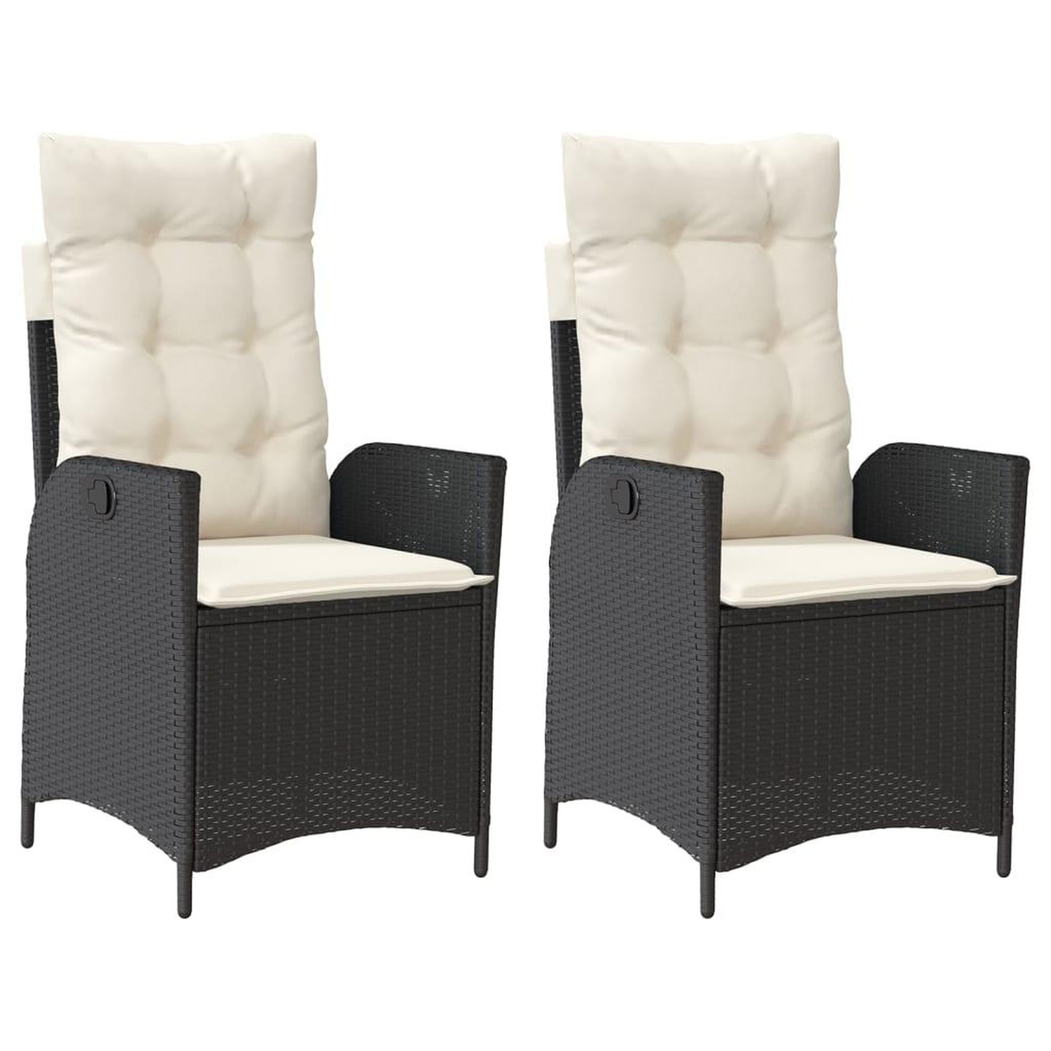Voir la diapositive 2 : VIDAXL Chaises inclinables de jardin lot de 2 et coussins noir rotin