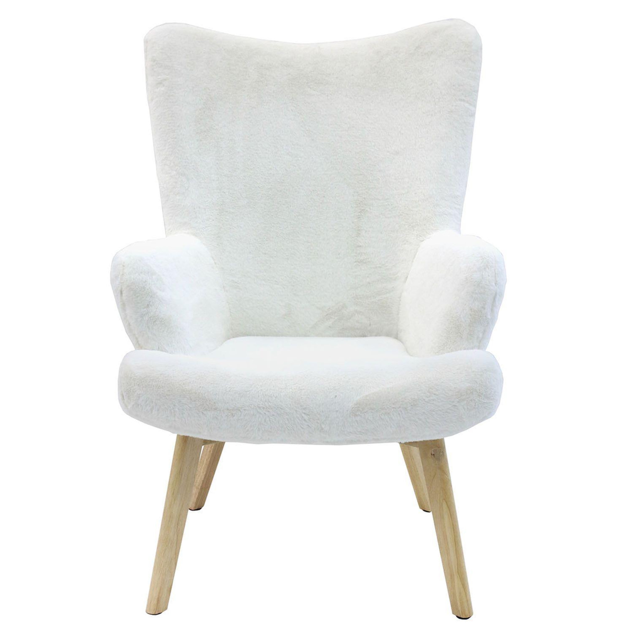 Voir la diapositive 2 : The Home Deco Factory Fauteuil de salon imitiation fourrure scandi Helsinki - Blanc