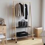 Voir la diapositive 3 : VIDAXL Porte vêtements et étagères et roulettes 96x45,5x155,5cm bambou