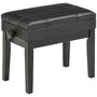 Voir la diapositive 1 : HOMCOM Banquette tabouret siège pour piano coffre intégré hauteur réglable bois hévéa assise revêtement synthétique noir