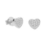 L'ATELIER D'AZUR Boucles d'Oreilles Argent 925/000 Rhodié - Coeur Pavé de Zirconiums