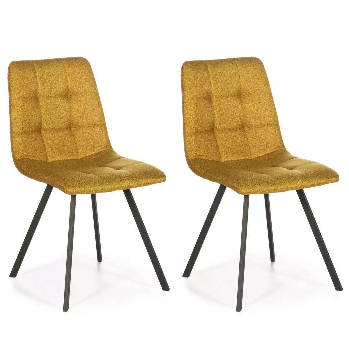 VS VENTA-STOCK Set de 2 chaises Salle à Manger Mila Tapissées Moutarde, 58 cm x 45 cm x 90 cm