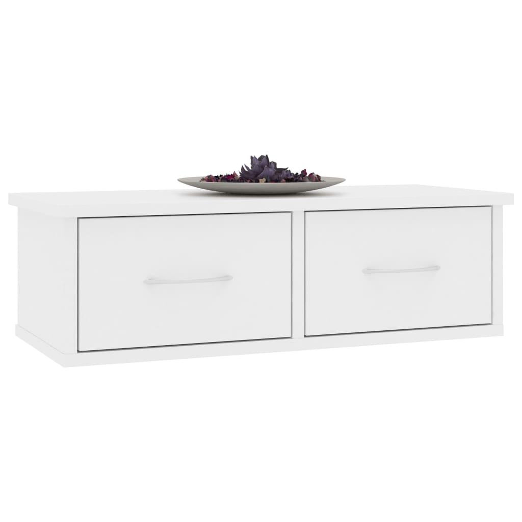 Voir la diapositive 3 : VIDAXL Etagere murale et tiroirs Blanc 60x26x18,5 cm Bois d'ingenierie