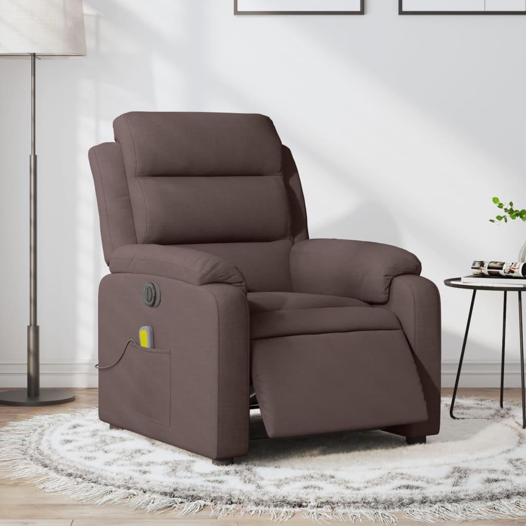 VIDAXL Fauteuil de massage inclinable electrique Marron fonce Tissu