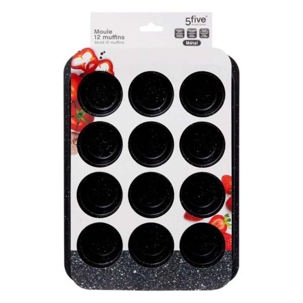 FIVE Moule 12 Muffins  Caractère  33cm Noir