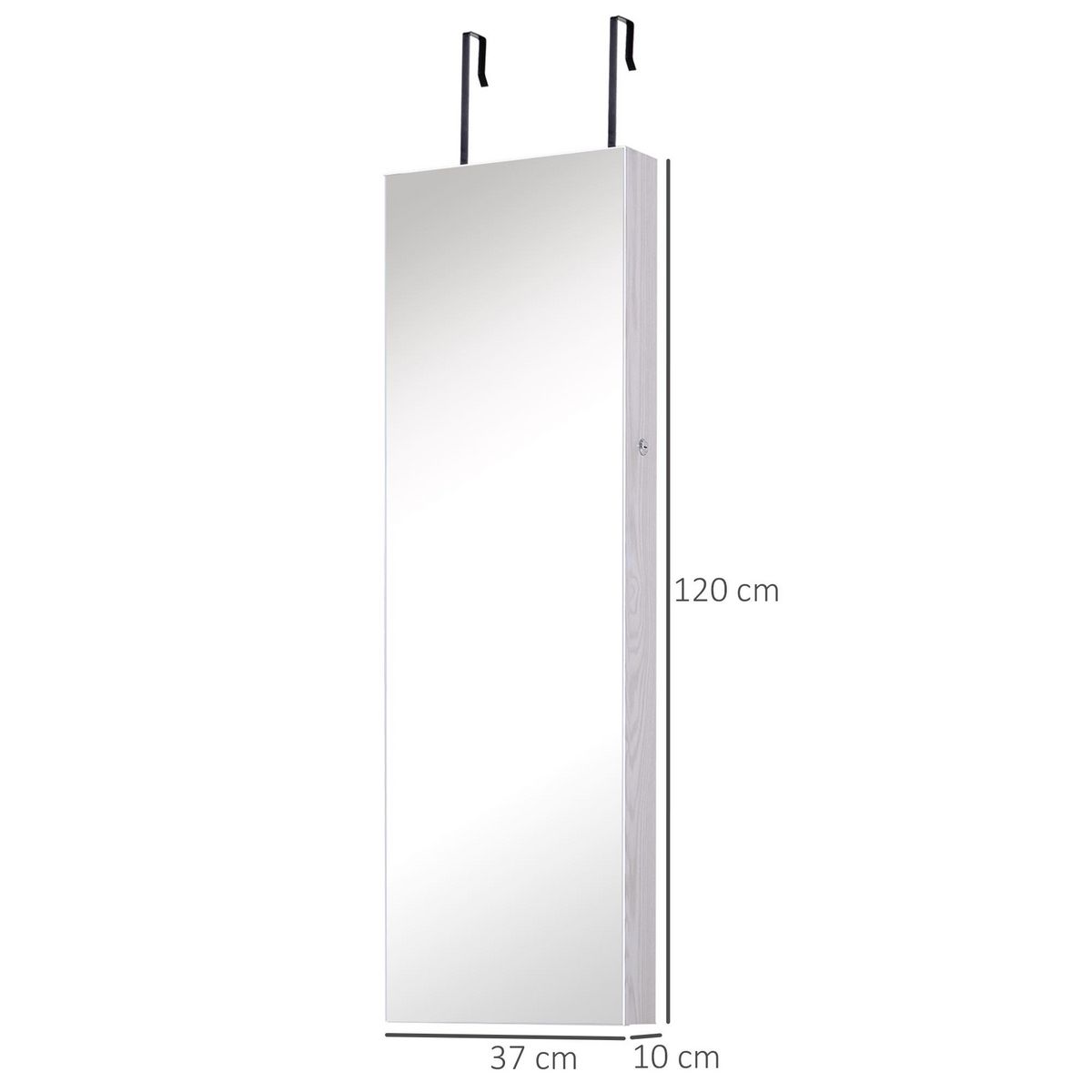 HOMCOM Armoire à bijoux miroir à suspendre 2 en 1 - éclairage LED intérieur, verrouillable, multi-rangement - blanc