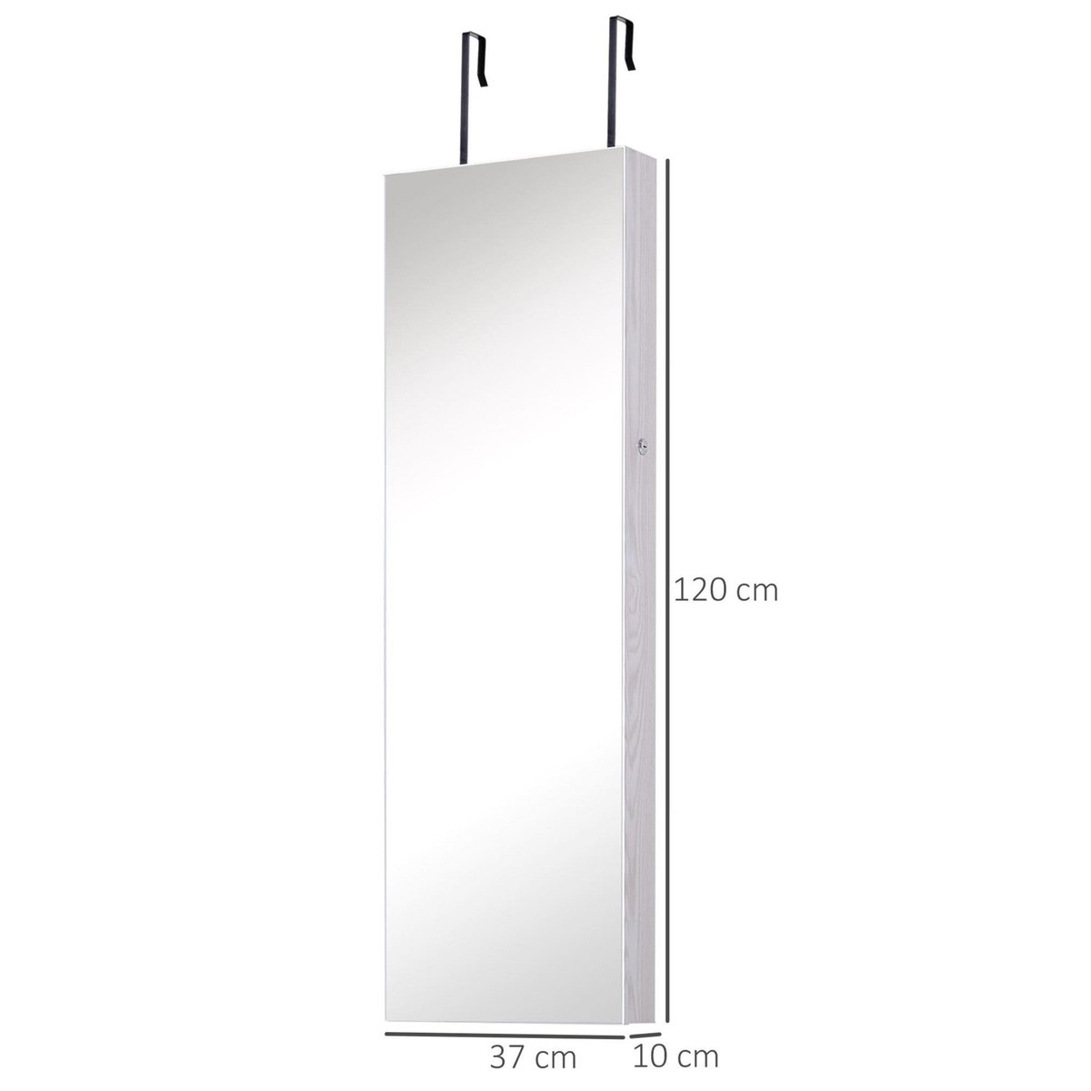HOMCOM Armoire à bijoux miroir à suspendre 2 en 1 - éclairage LED intérieur, verrouillable, multi-rangement - blanc