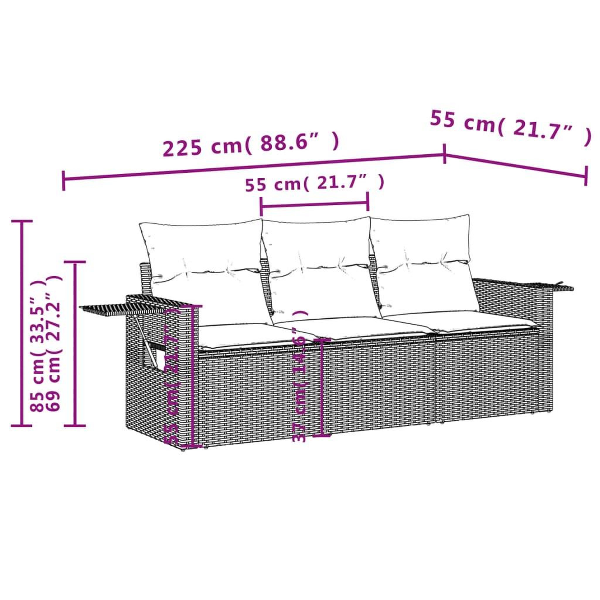 Voir la diapositive 4 : VIDAXL Salon de jardin avec coussins 3 pcs beige resine tressee