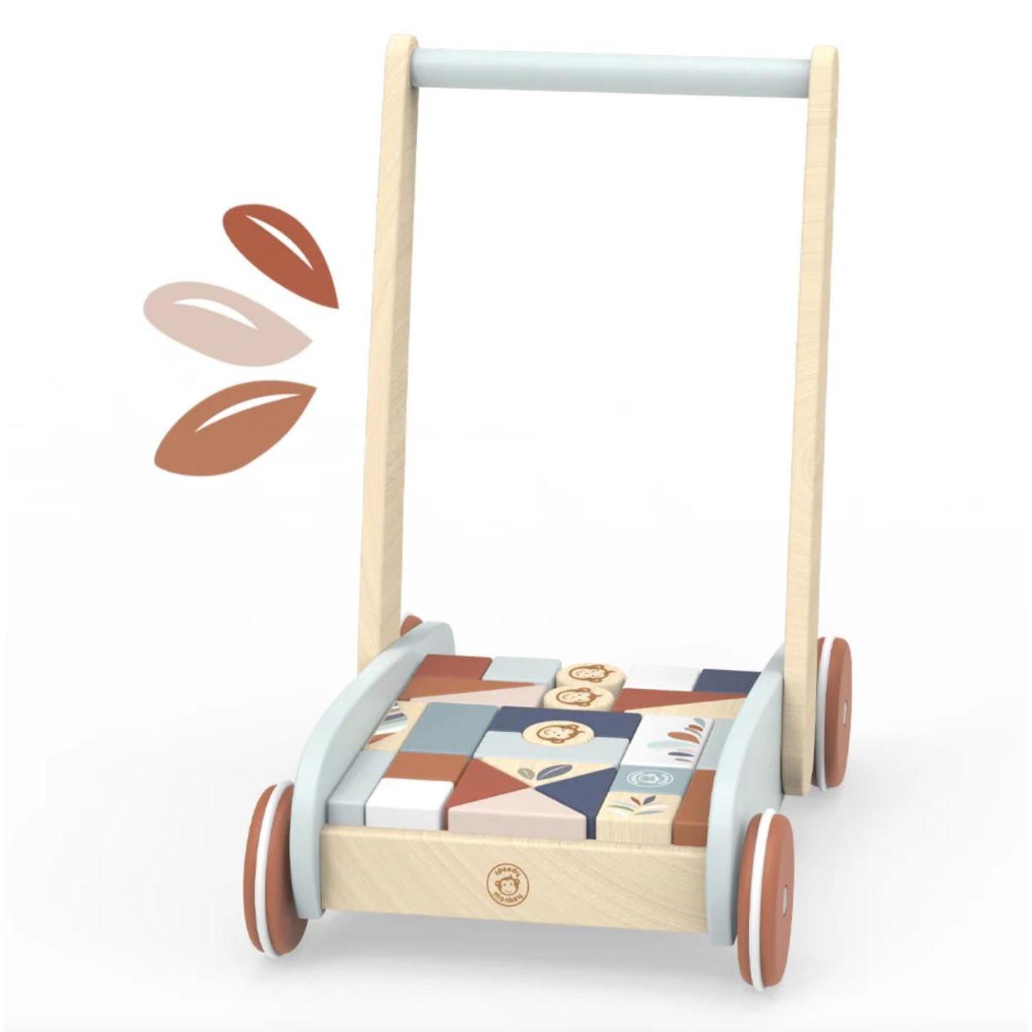 Voir la diapositive 2 : SPEEDY MONKEY Chariot de marche et jeu des formes - 27 blocs
