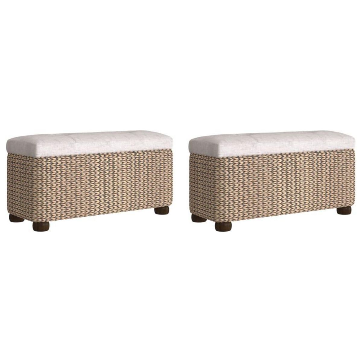 VIDAXL Bancs de rangement lot de 2 avec coussin gris 69 cm quenouille