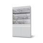 Voir la diapositive 3 : BEST MOBILIER Amaury - vitrine - blanc - fond effet marbre - 115x185 cm